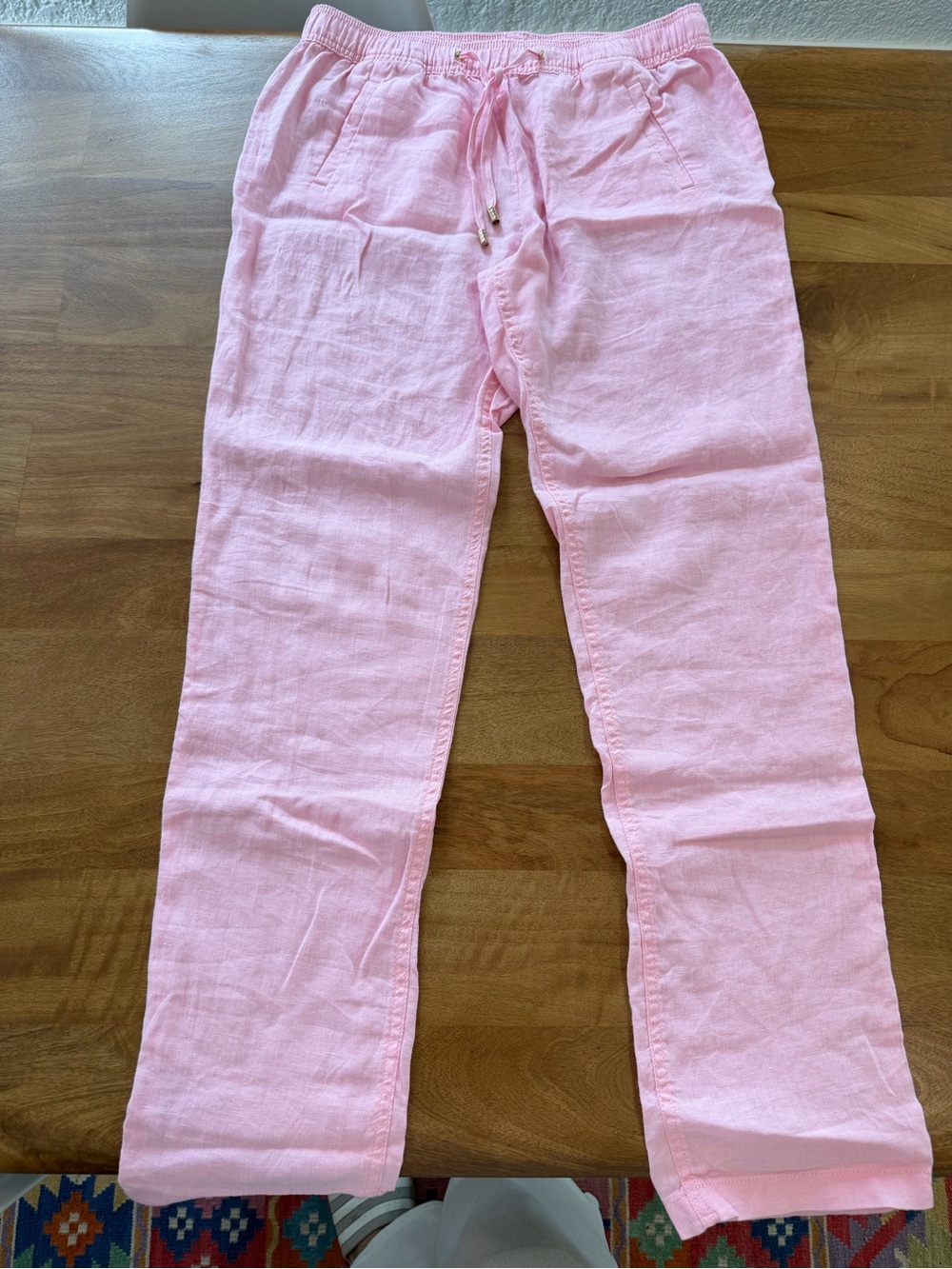 Lilly Pulitzer Women’s Pink 100% Linen Straight Leg Pants Size Small Like New